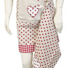 Adjustable Kitchen Apron with Embroidered Hearts and Tea Towel