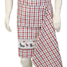 Adjustable Vichy Kitchen Apron with Stork Design and Kitchen Towel