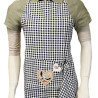 Blue Gingham Adjustable Kitchen Apron with Stork Heart Design and Dishcloth