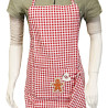 Red Gingham Adjustable Kitchen Apron with Gingerbread Man Design and Dishcloth