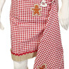 Red Gingham Adjustable Kitchen Apron with Gingerbread Man Design and Dishcloth