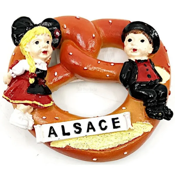 Magnet Décoratif Bretzel avec Alsaciens assis