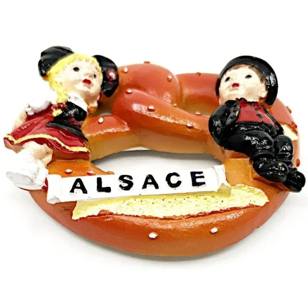 Magnet Décoratif Bretzel avec Alsaciens assis