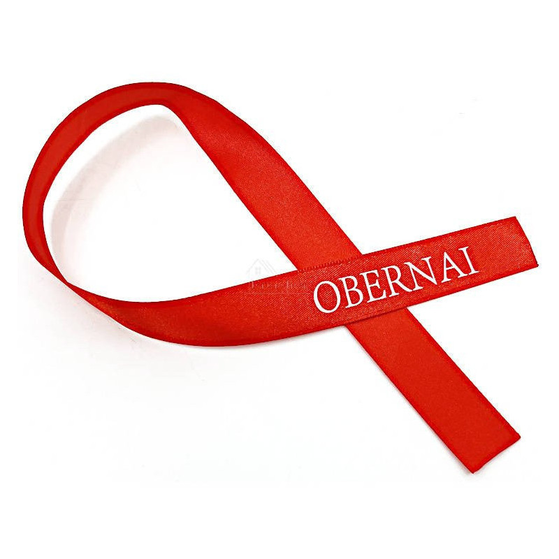 Red satin ribbon Obernai marking