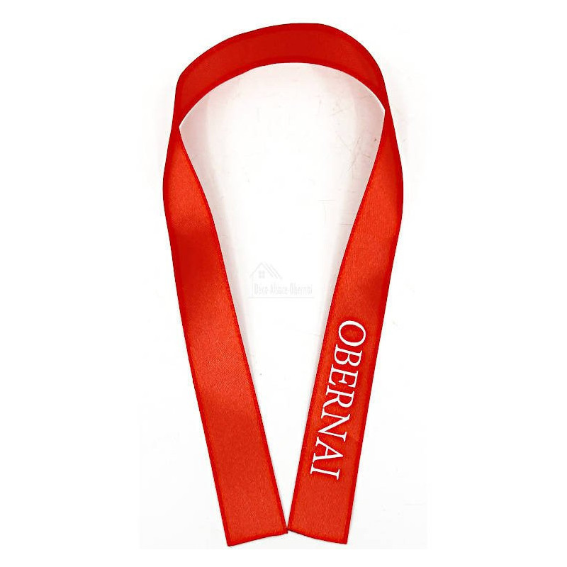 Red satin ribbon Obernai marking