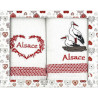 Duo of Alsatian Stork Kitchen Towels embroidered Alsace