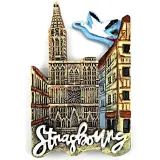 Magnet Décoratif Cathédrale Notre-Dame Strasbourg et Cigogne