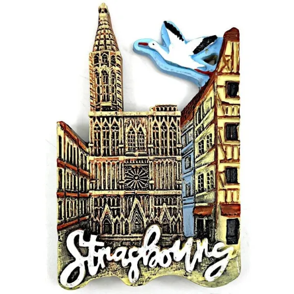 Decorative Magnet Notre-Dame Cathedral Strasbourg and Stork