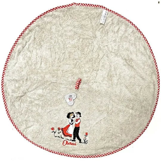 Keukendoek grijs geborduurd koppel Elzasser en Obernai 65 cm