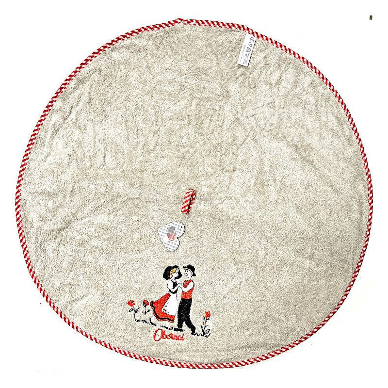 Essuie-Mains de Cuisine gris brodé Couple d'Alsacien et Obernai 65 cm