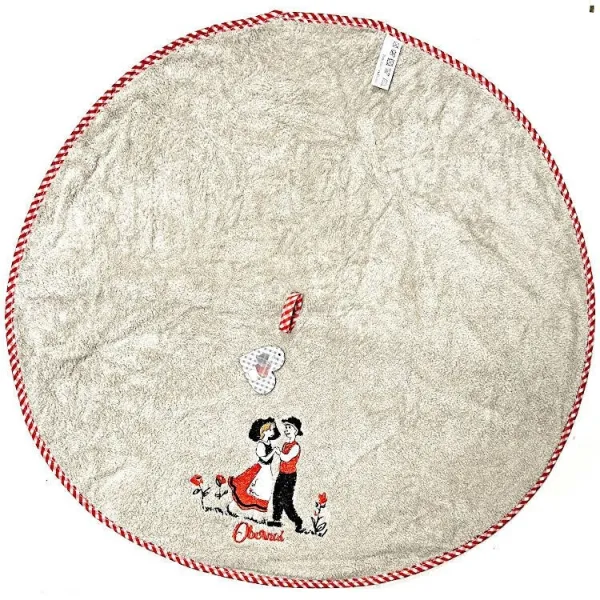 Essuie-Mains de Cuisine gris brodé Couple d'Alsacien et Obernai 65 cm