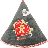 Essuie-Mains de Cuisine anthracite brodé Bonhomme en Pain d'Epices et Obernai 65 cm