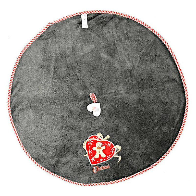 Essuie-Mains de Cuisine anthracite brodé Bonhomme en Pain d'Epices et Obernai 65 cm