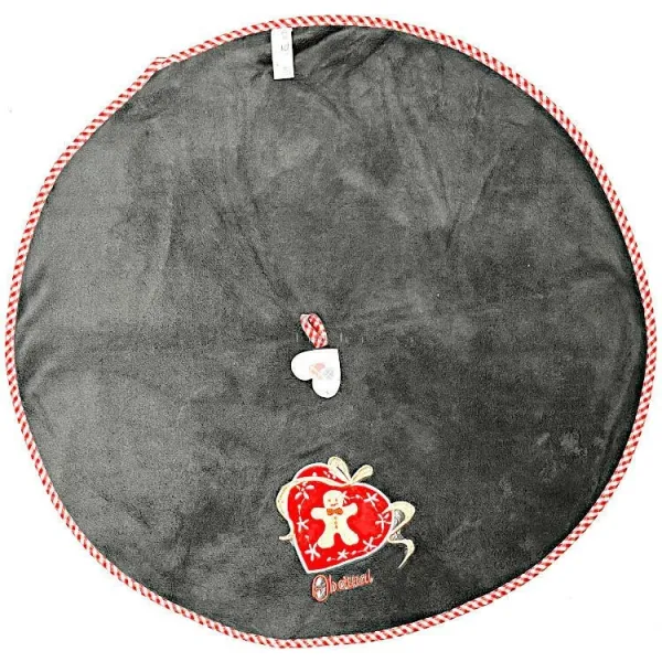 Essuie-Mains de Cuisine anthracite brodé Bonhomme en Pain d'Epices et Obernai 65 cm