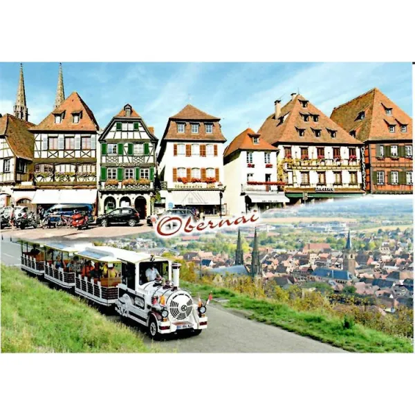 Carte Postale Centre Ville Obernai et son petit Train Touristique