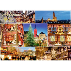 Carte Postale Obernai et Village d'Alsace à Noël