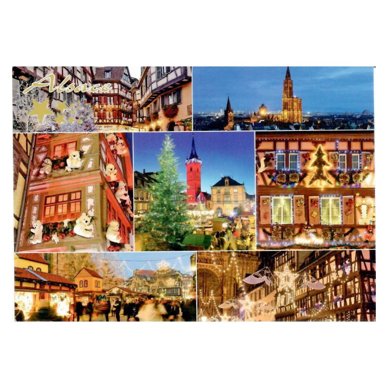 Postkarte Obernai Dorf von Elsass Weihnachten