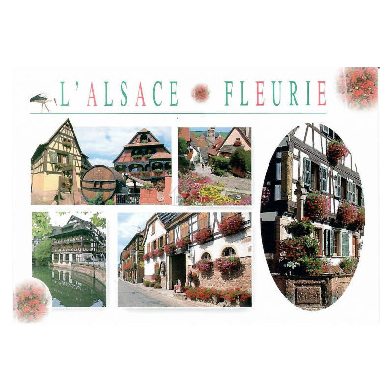 Postkarte malerische Elsass Fleurie