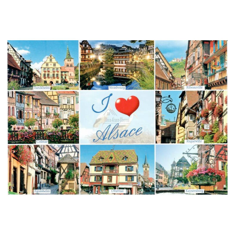 Postkarten Ich liebe Stadt des Elsass