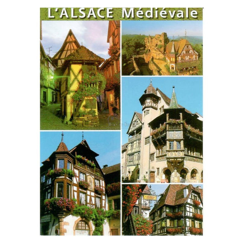 Postkarte Elsass und mittelalterliche Tradition