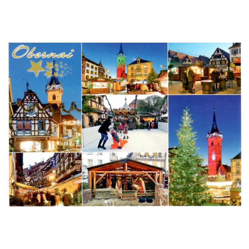 Carte Postale Noël à Obernai en multi-vue