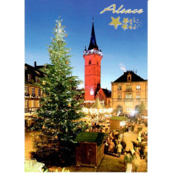 Carte Postale le Beffroi d'Obernai à Noël