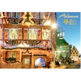 Postcard Alsatian houses decorated and illuminated Strasbourg