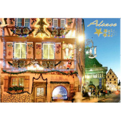 Carte Postale Maisons Alsaciennes décorés et illuminés Strasbourg