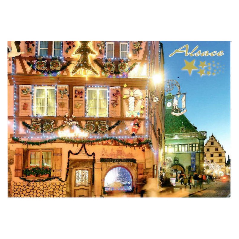 Carte Postale Maisons Alsaciennes décorés et illuminés Strasbourg