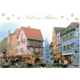 Postkarte Weihnachten und Elsässer Häuser