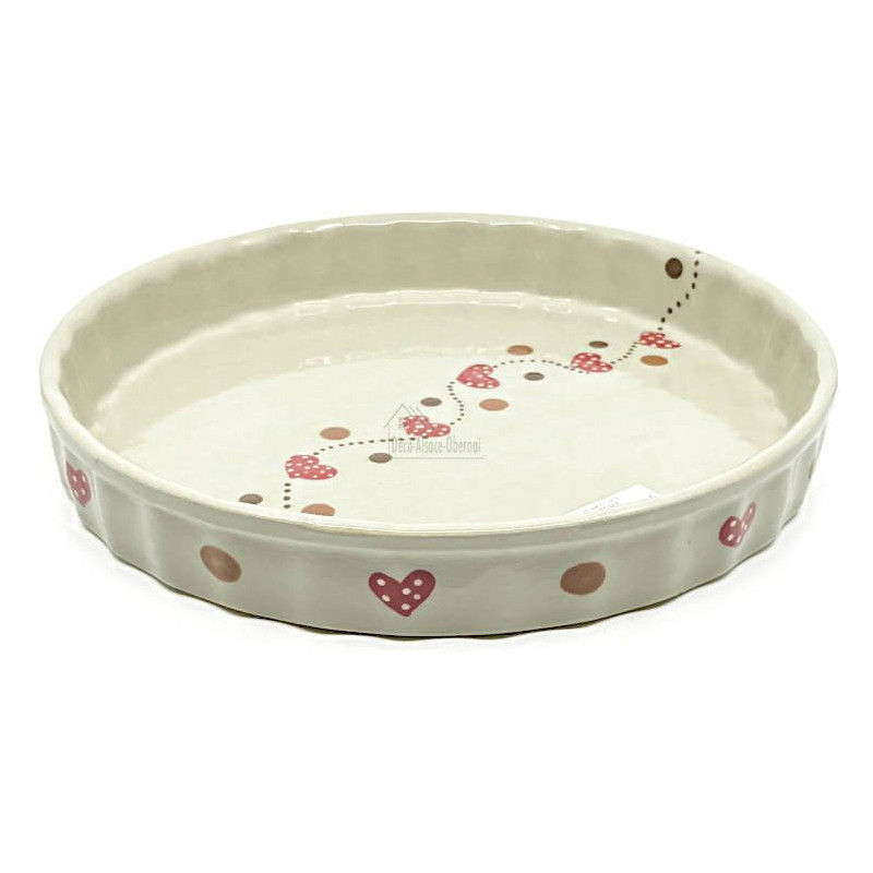 Tourtière Soufflenheim Gris Ciel frise Coeurs 26,5 cm