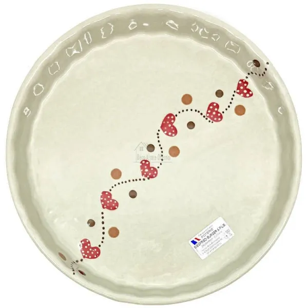 Soufflenheim Sky Grey Tourtière with Heart Frieze 26,5 cm