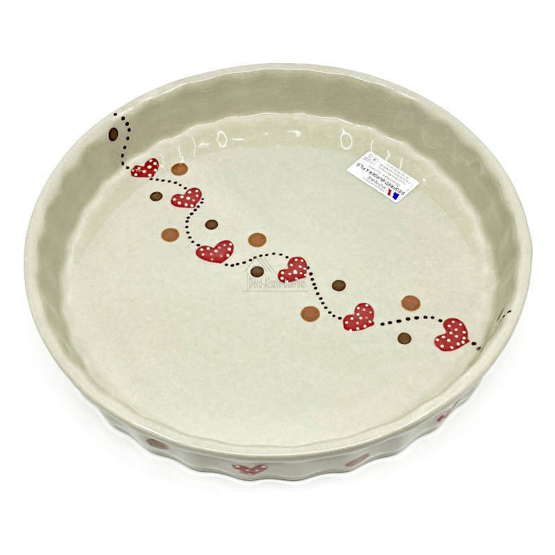 Tourtière Soufflenheim Gris Ciel frise Coeurs 26,5 cm