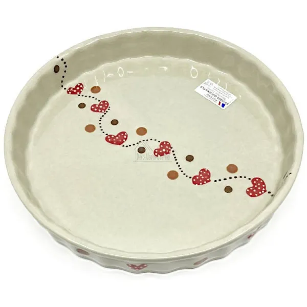 Tourtière Soufflenheim Gris Ciel frise Coeurs 26,5 cm