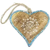 Solid wood Heart of Alsace decorated with a blue border