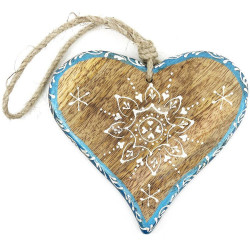 Coeur d'Alsace en Bois massif décoré bordure bleu
