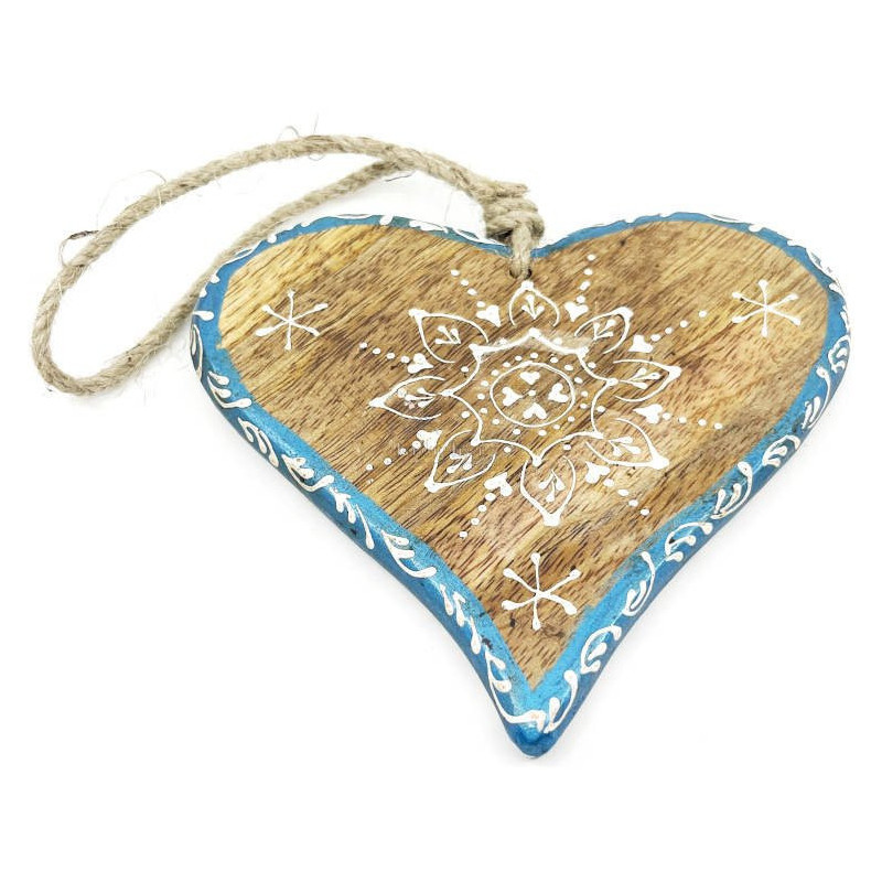 Coeur d'Alsace en Bois massif décoré bordure bleu