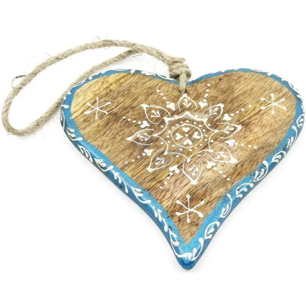 Coeur d'Alsace en Bois massif décoré bordure bleu