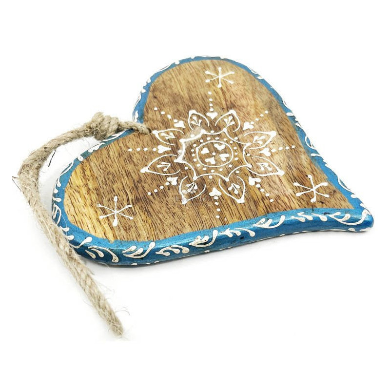 Coeur d'Alsace en Bois massif décoré bordure bleu