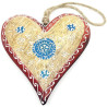 Solid wood Heart of Alsace decorated in blue with a red border