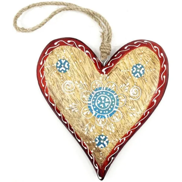 Coeur d'Alsace en Bois massif décors bleu bordure rouge