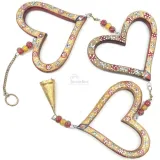 Trio of 3 decorated Solid Wood Alsatian Hearts and Tinkerbell