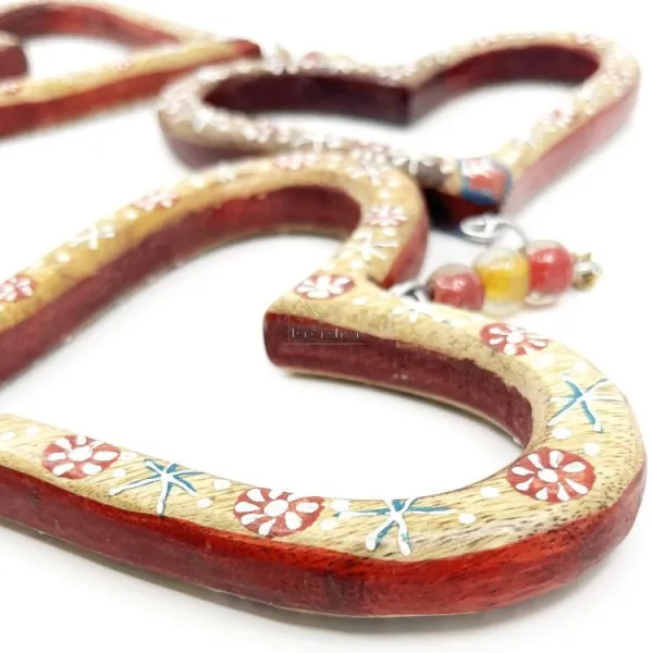 Trio of 3 decorated Solid Wood Alsatian Hearts and Tinkerbell