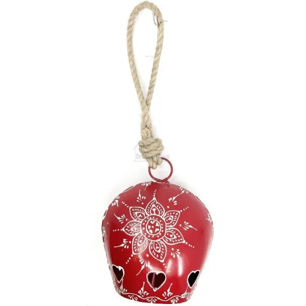 Cloche en Métal rouge incrusté de Coeurs d'Alsace
