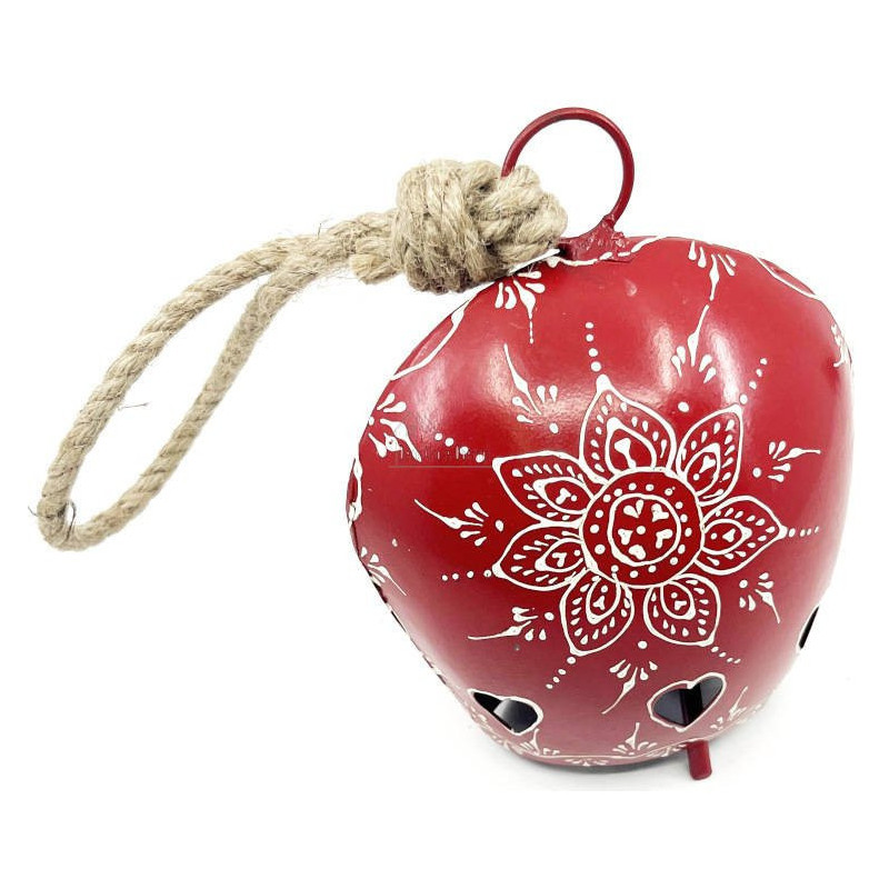 Cloche en Métal rouge incrusté de Coeurs d'Alsace