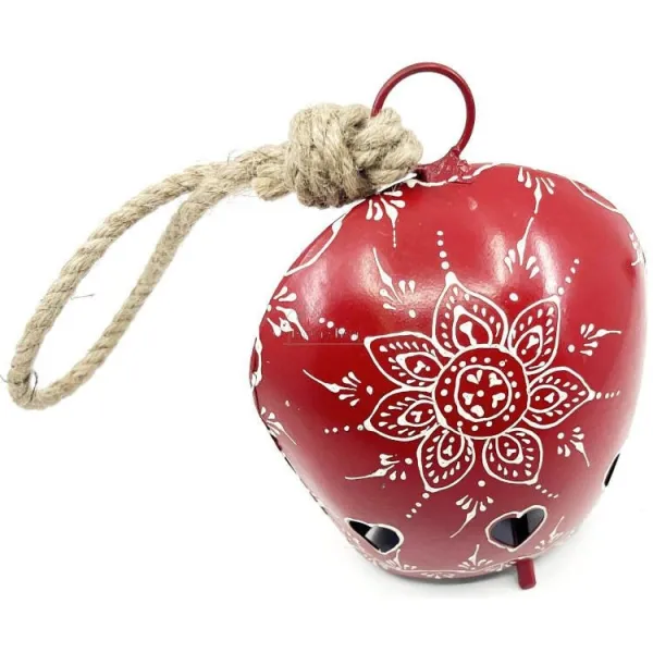 Cloche en Métal rouge incrusté de Coeurs d'Alsace
