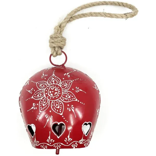 Red metal bell inlaid with hearts of Alsace