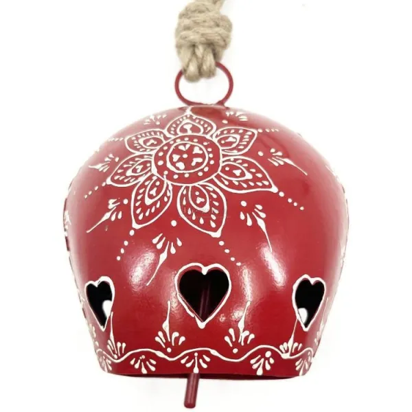 Red metal bell inlaid with hearts of Alsace