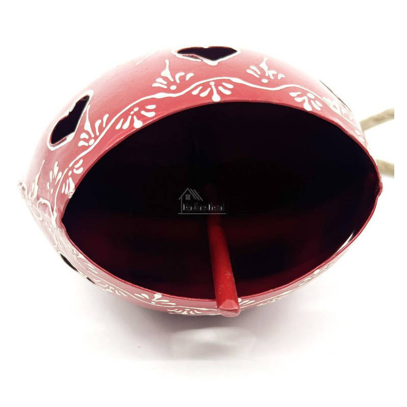 Cloche en Métal rouge incrusté de Coeurs d'Alsace