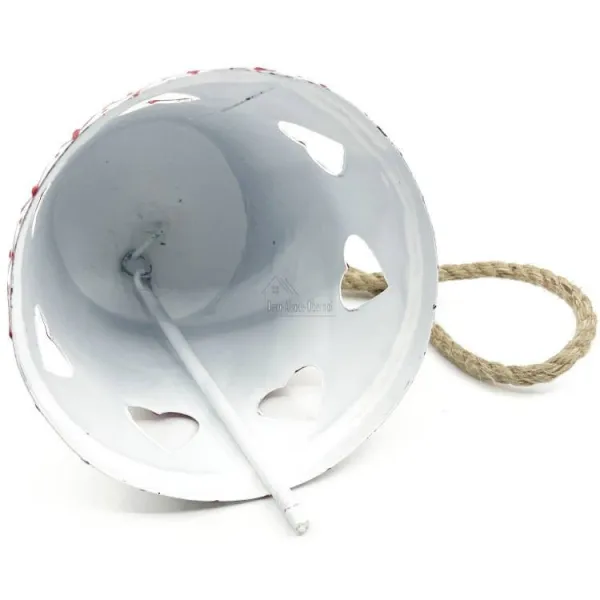 Grande Cloche en Métal blanc incrusté de Coeurs d'Alsace